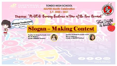 slogan mapeh grade 8|MAPEH DAY 2021 SLOGAN MAKING CONTEST .
